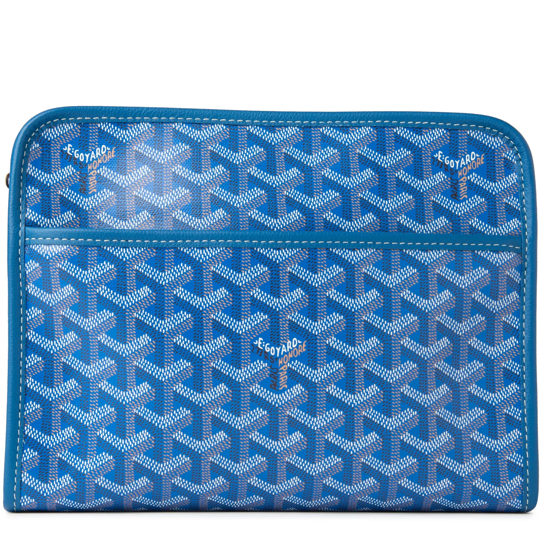 Front side view of Goyard Jouvence MM Sky Blue Washbag